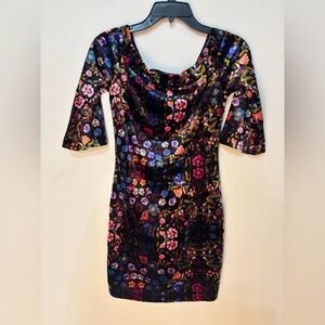 Emerald Sundae Vibrant Floral velvet Dress